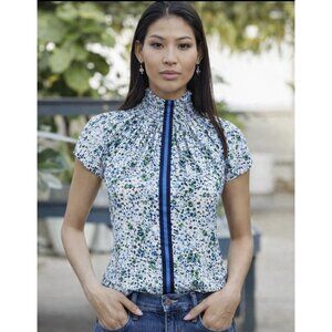 Rungolee Brooklyn 100% Silk Blouse Top NWT Oasis Poppy Fields Size XS Cottage